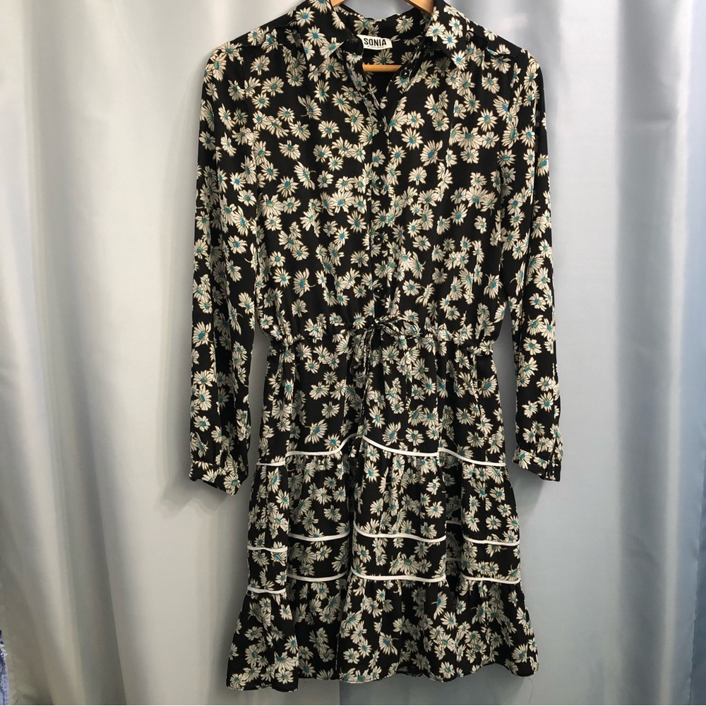 Sonia Rykiel Daisy print long sleeve shirt dress